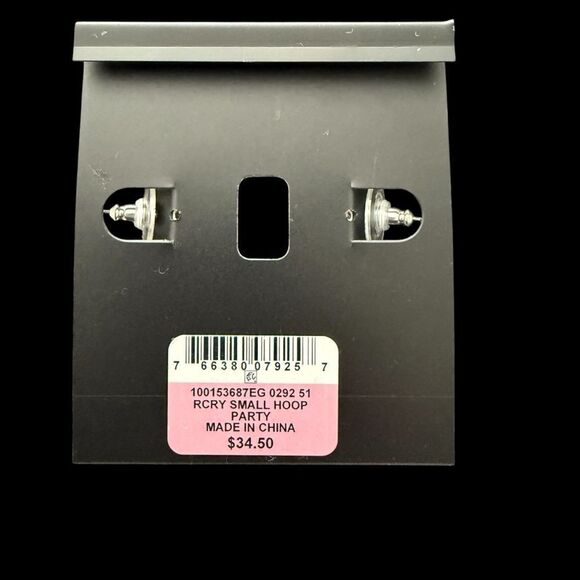 INC International Concepts For Macy’s Silver-Tone C Hoop Earrings - Picture 3 of 4